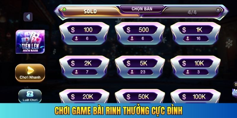 Chơi game bài rinh thưởng cực đỉnh